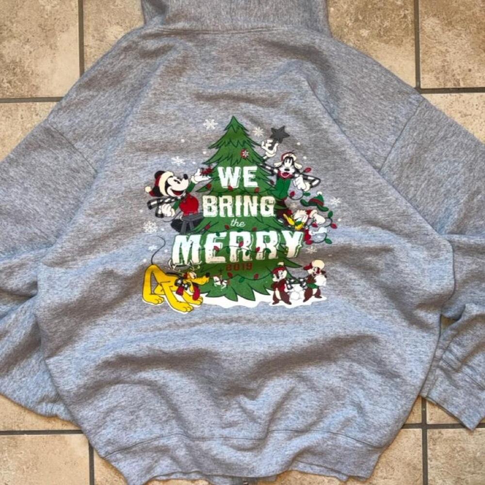 Walt Disney World Mickey Mouse Christmas Tree Zip Up Hoodie - Size L